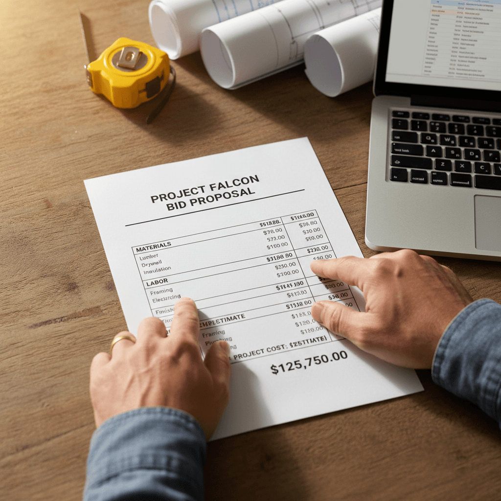 Detailed bid breakdown document
